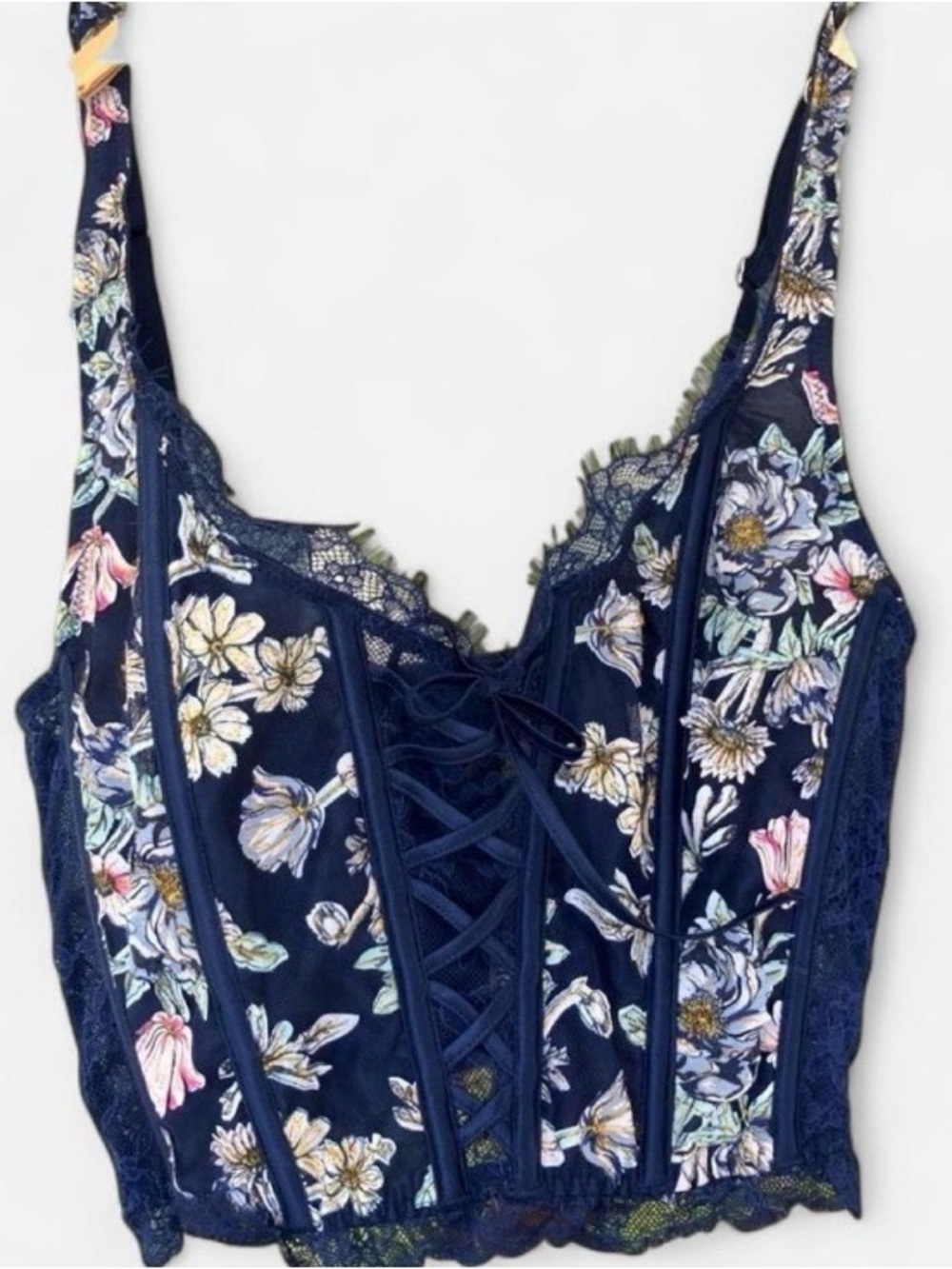 Victoria's Secret Navy & Yellow Lace Dress